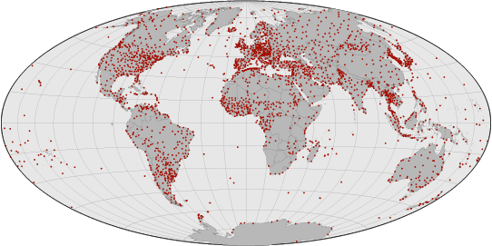 Global Weather Stations Map Station Measurement Points