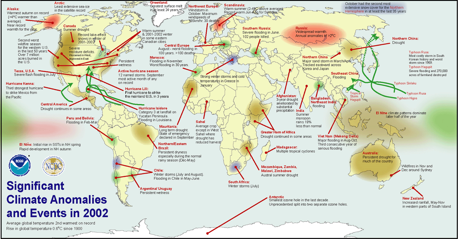Significant Climate Anomalies and Events in 2002