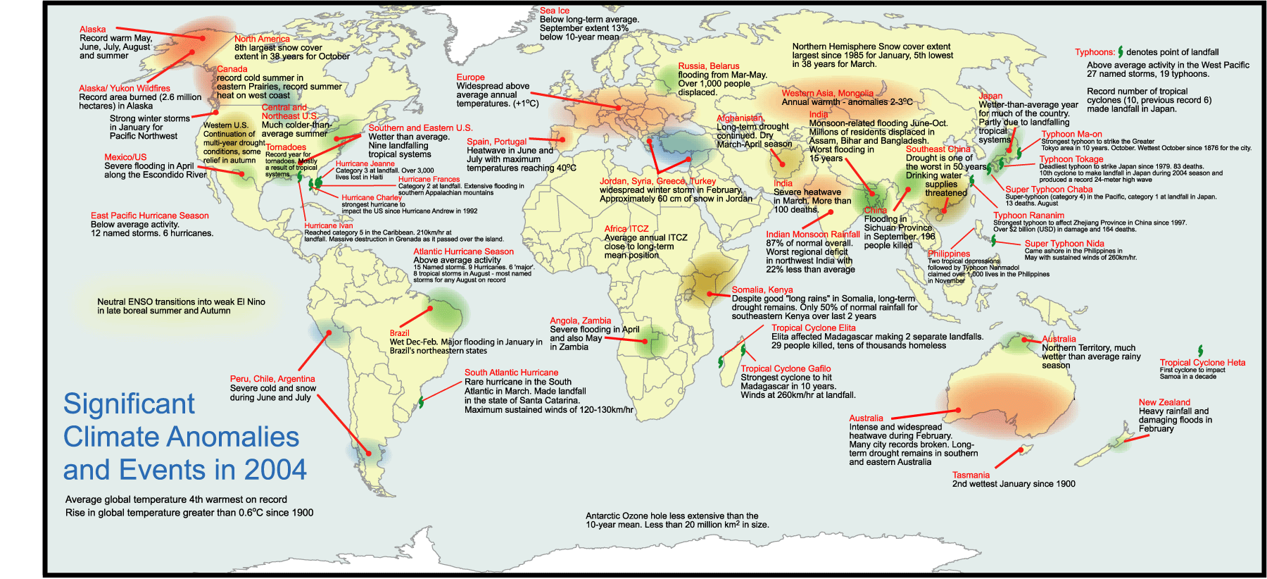 Significant Climate Anomalies and Events in 2004