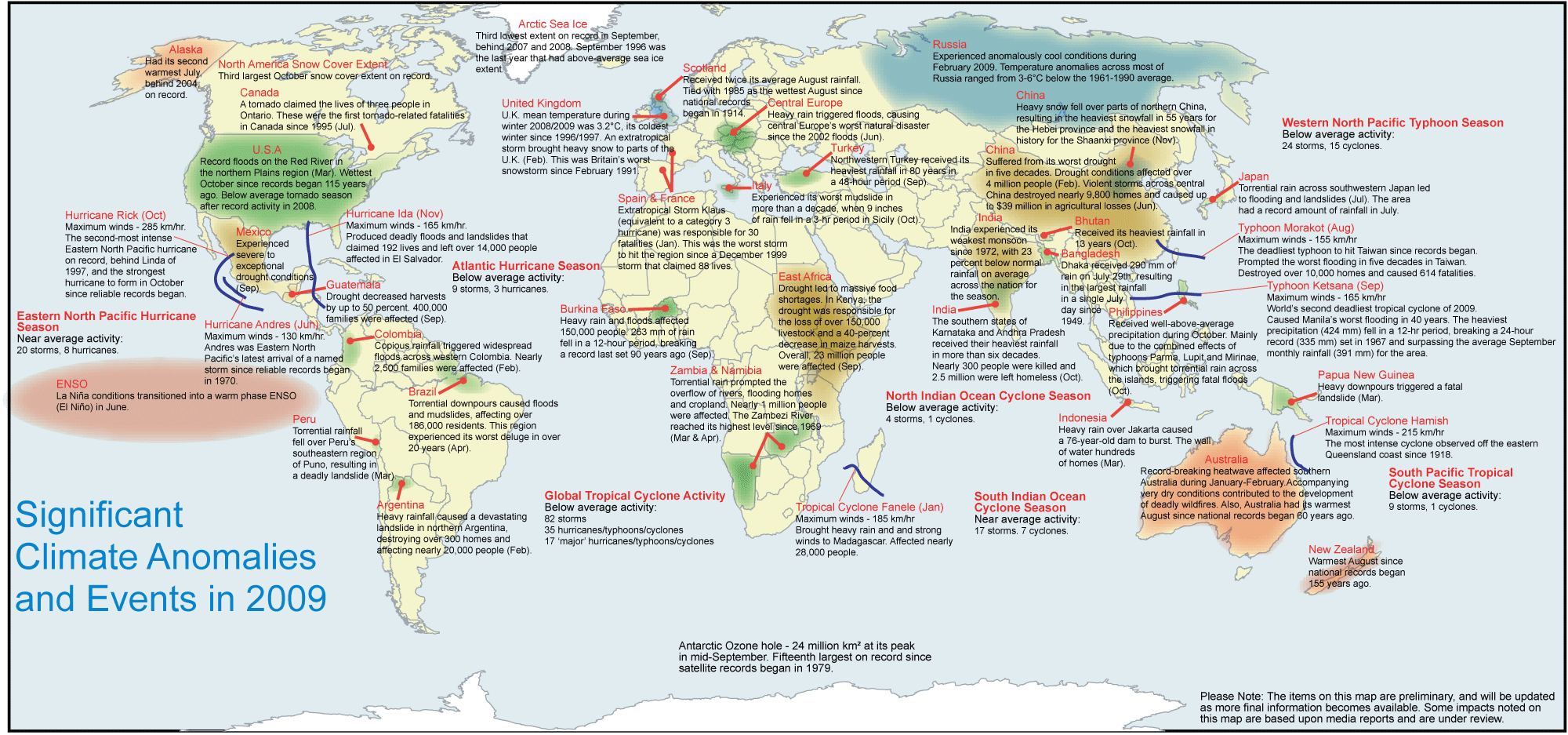 Significant Climate Anomalies and Events in 2009