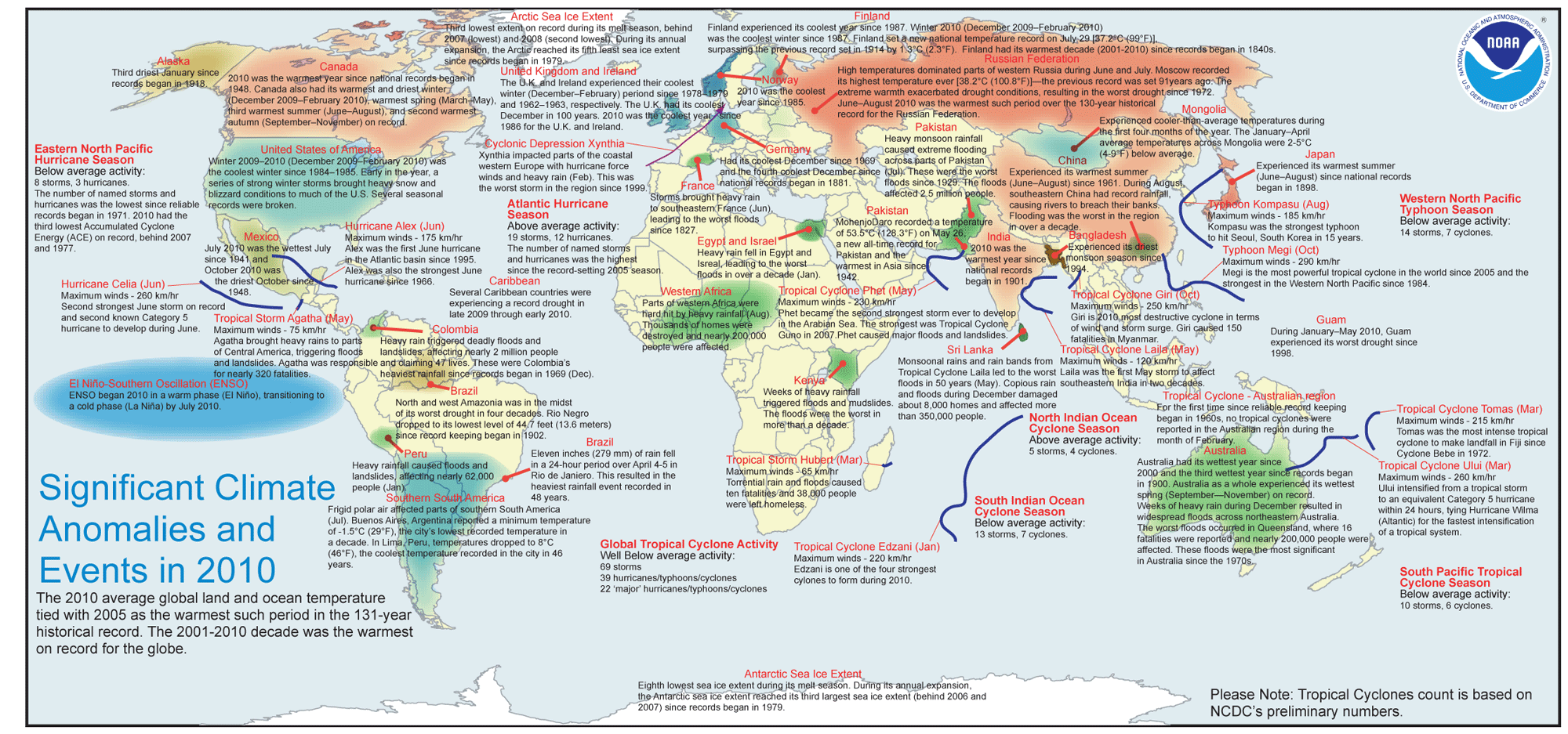 Significant Climate Anomalies and Events in 2010