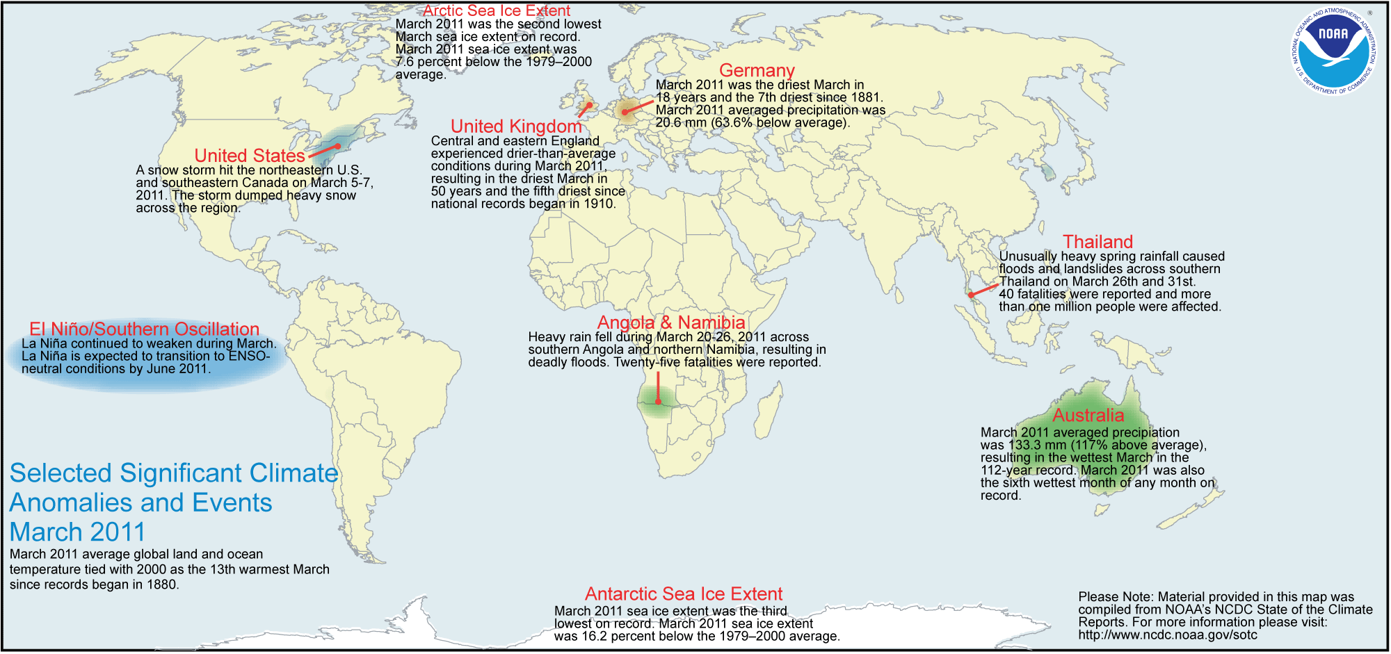 Significant Climate Anomalies March 2011