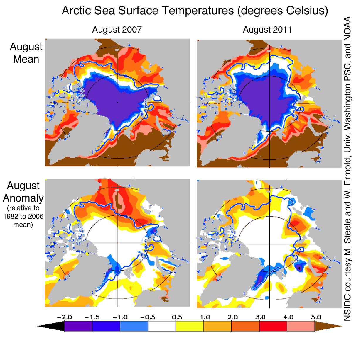 Arctic Sea Surface Temperatures 2007-2011