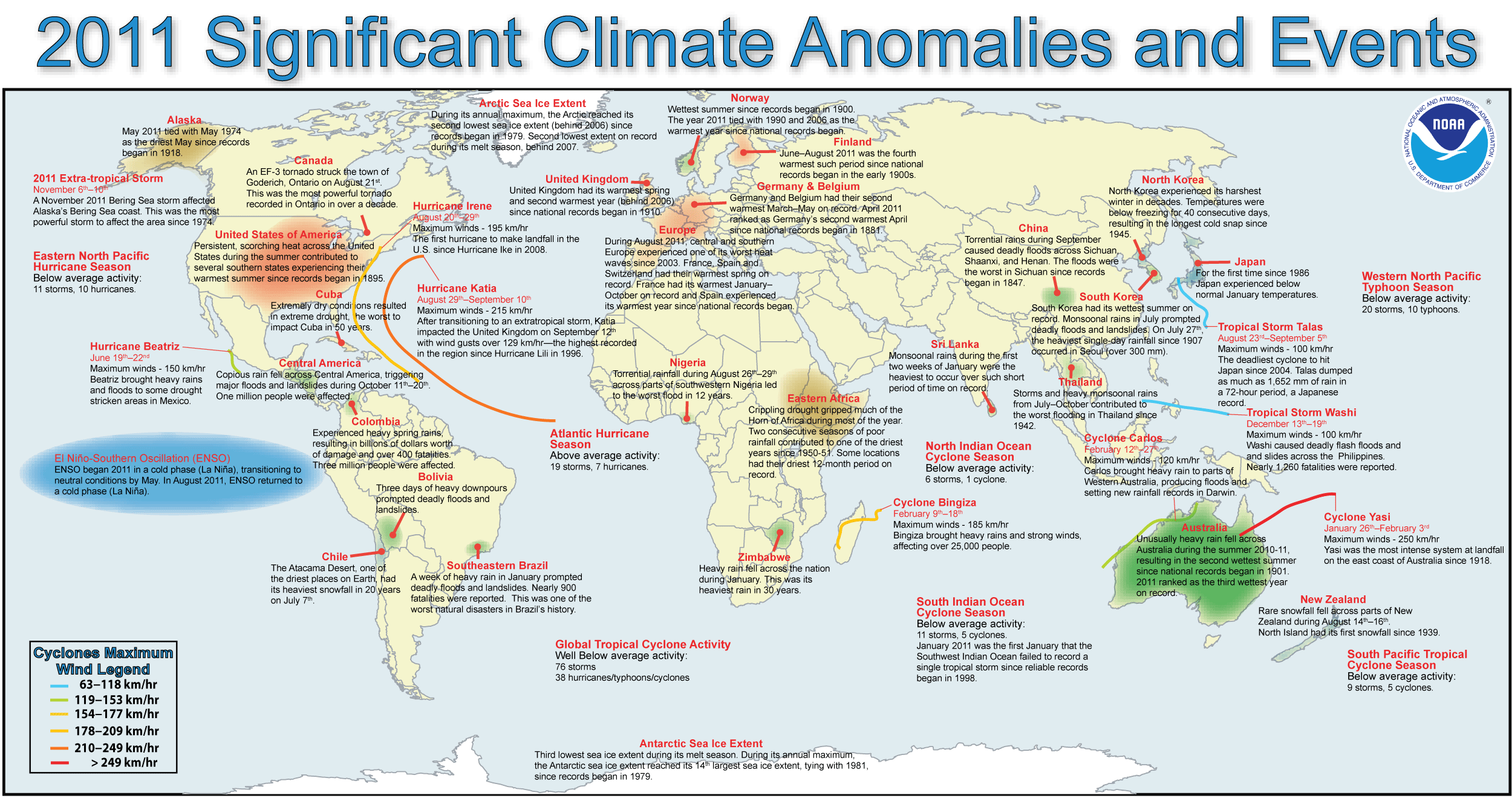 Significant Climate Anomalies and Events in 2011