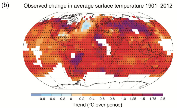 IPCC-AR5-WGI Observed change in average surface temperature 1901-2012