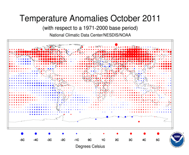 Temp anomalies Oct 2011 - 201109