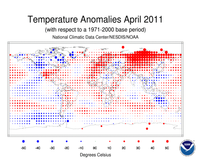 Temperature Anomalies April 2011 NCDC-NESDIS-NOAA